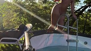 Damn, ride that big cock outdoors on the farm! she urged the Japanese hottie.