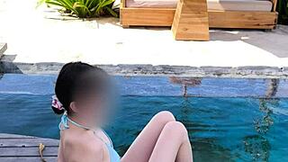 Japanese Couple in Blue Bikini Shows Off Curves