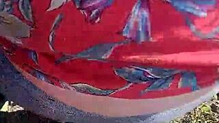 amateur girlfriend gives blowjob in the bush, then doggy style until cum in mouth