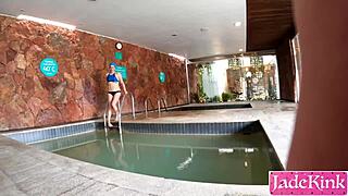 sneaky rough sex with boyfriend in public sauna