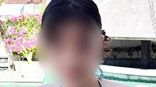 Japanese Couple in Blue Bikini Shows Off Curves