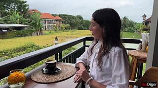 Cum-Covered Face Walk in Cafe! Girl Eats Pizza and Swallows!