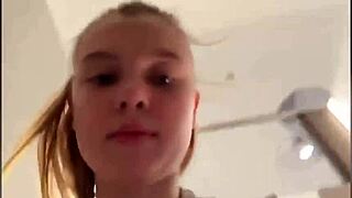 blonde teen fingering her tight pussy in public changing room. so risky, right?