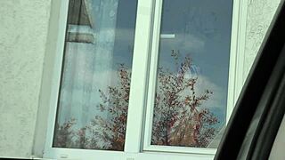 Public Nudity Shocks Taxi Driver as Naked Milf Washes Window