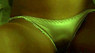 Sensual lesbian madame dominates blindfolded slave with kissing and fingering