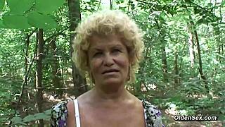 Blonde Granny Fucked POV by Stranger in Woods Outdoor Scene