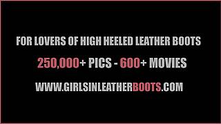 Kinky Milf Teases Panties Nylon Legs and Leather Boots