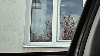Public Nudity Shocks Taxi Driver as Naked Milf Washes Window