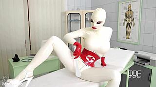 latex sex goddess self-spanking and masturbating solo in heels