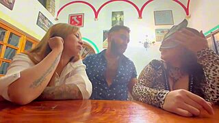 lesbianas seduced by sly man and taken in the middle of the bar  