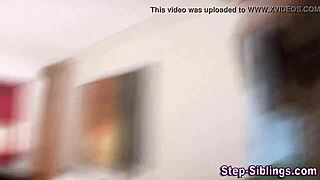 Teen stepsisters rub each other in hot outdoor play.