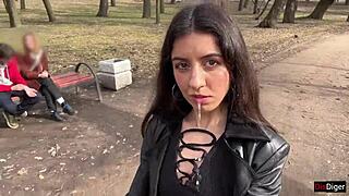 Cumwalk Shock - Girl's Face Covered In Park.