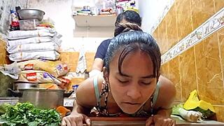 Peruvian Babe Eats Carrot Before Wild Wet Fuck