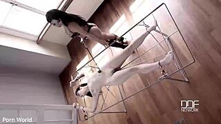 latex sex goddess self-spanking and masturbating solo in heels