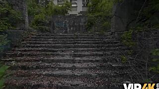 In this vip4k, the cuckold watches inhuman anal fucking outdoors