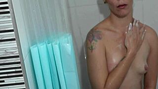 Stepmom caught off guard, I took her hard in the steamy shower