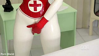 latex sex goddess self-spanking and masturbating solo in heels