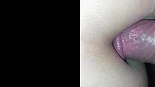 brunette gets anal from guy in feminine clothes. her moans will make you explode!