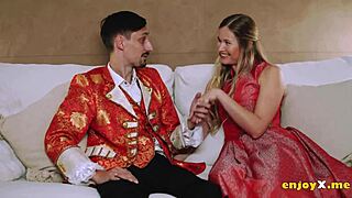 blonde babe with shaved pussy loves sucking and banging in wild full hd action