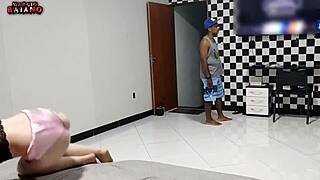 Young Girl Surprises Boyfriend With Pussy While He Fixes TV