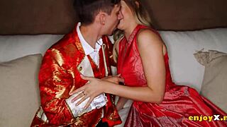 blonde babe with shaved pussy loves sucking and banging in wild full hd action