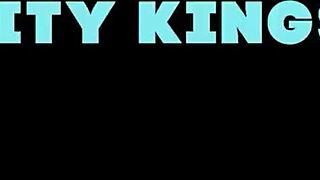 Submissive blonde Alexxa Vice in heels lets Potro collar her and fuck her mouth, ass, and pussy