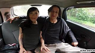 First Porn Scene with Petite Colombian Taking Big Cock in Car