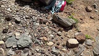 Teen with Perfect Body Moans During Risky Anal on Public Beach