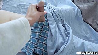 hot stepmom tricks stepson into filming his hard cock