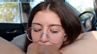 Latina teen gives intense blowjob, gets public facial cumshot