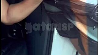 Naughty wife fucks stud in street and car while cuckold films!