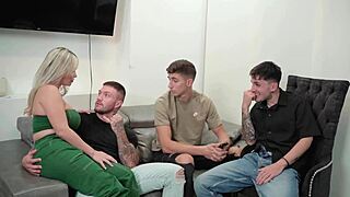 First Time Double Penetration for Latina Teen Tatiana Álvarez with Huge Tits in Christmas Sharing Threesome