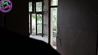 Petite German teen Tinyemily seduces stranger for Halloween roleplay sex with intense doggystyle and cowgirl riding