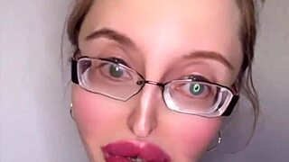 Russian woman with glasses tells story in her native language with accent