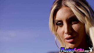 Wow, massive-titted blonde Kayley Gunner poses naked outdoors in military style!