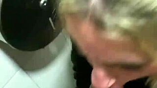 Blonde Latina Slut Sucks Cock in Public Cinema Bathroom