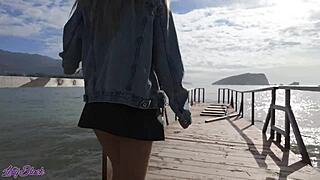 Milf's public vibrator walk sparks intense orgasm