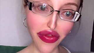 Russian woman with glasses tells story in her native language with accent