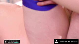 Big Tits Blonde Begs Bisexual Neighbors for Dream MMF Threesome