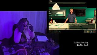 Brunette with big natural tits in naked playthrough