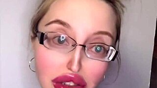 Russian woman with glasses tells story in her native language with accent