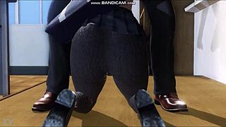 Brunette student follows instructions to suck her teacher in the classroom game