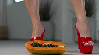 Petite Girl Crushes Fruits With High Heels Hot Footfetish