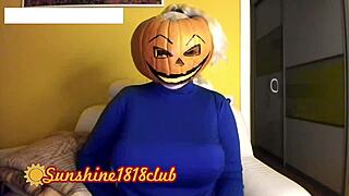happy halloween pervs, big boobs pumpkin cosplay cam recorded