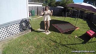 upskirts reveal jeweled anal plug on model brandi