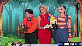 Blonde MILF and teen get used on Sesame Street set?