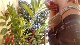 outdoor solo fun with intense stroking action