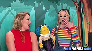 Blonde MILF and teen get used on Sesame Street set?