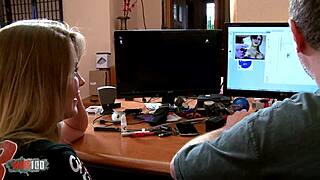 Larry Fucks His Blonde Secretary Hard with Deepthroat and Facial Finish.