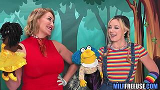 Blonde MILF and teen get used on Sesame Street set?